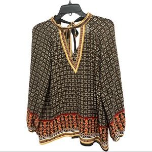 Max Studio wrinkle free polyester tie neck relaxed blouse size Small